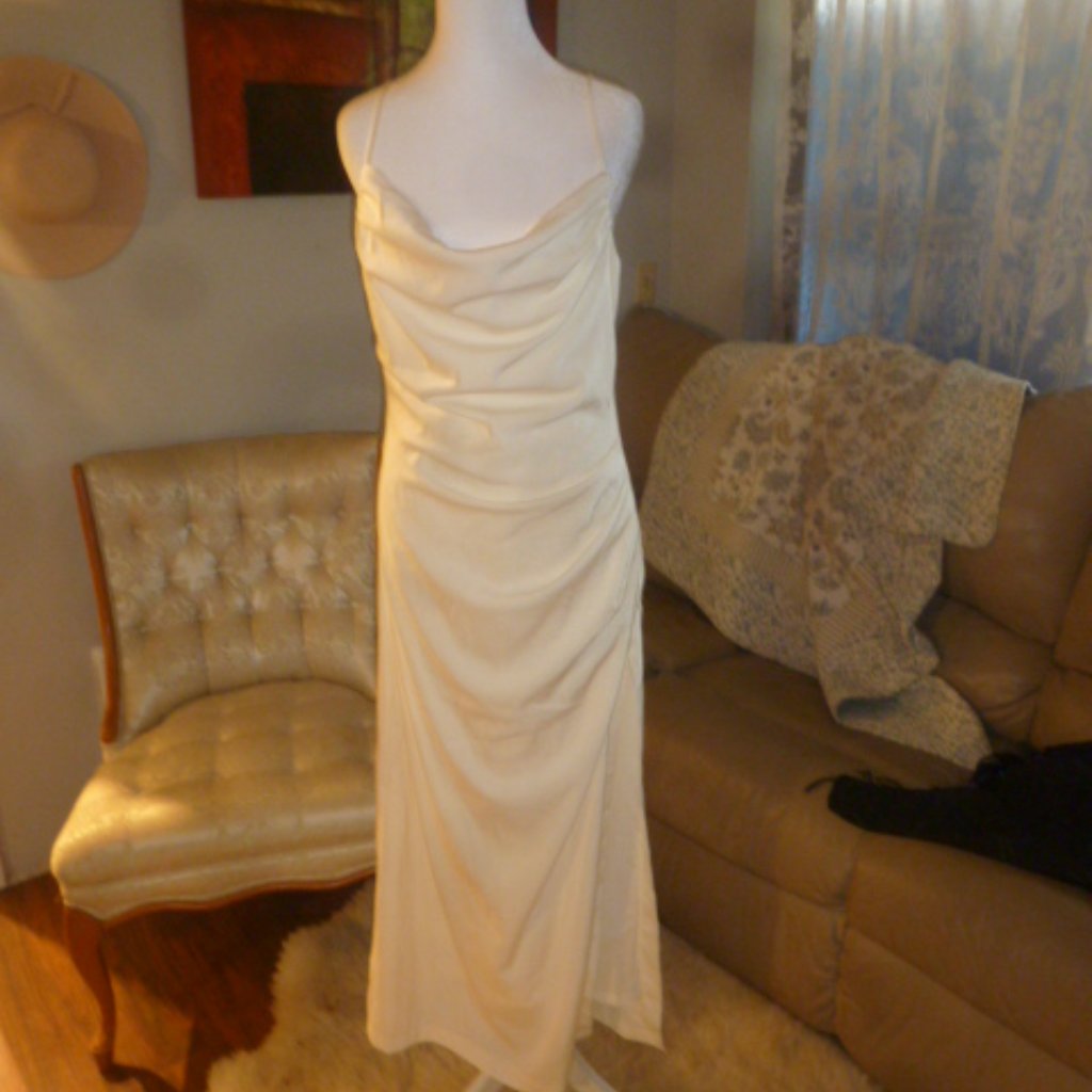 Prrime Sexy Side Slit Maxi Dress Ivory Size L (Runs Small) Nwt